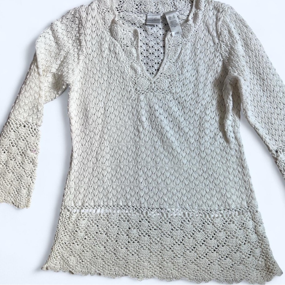 Emma James Cream Crochet Swim Coverup